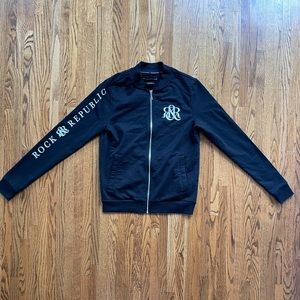 Rock & Republic Logo Zip Front Sweatshirt